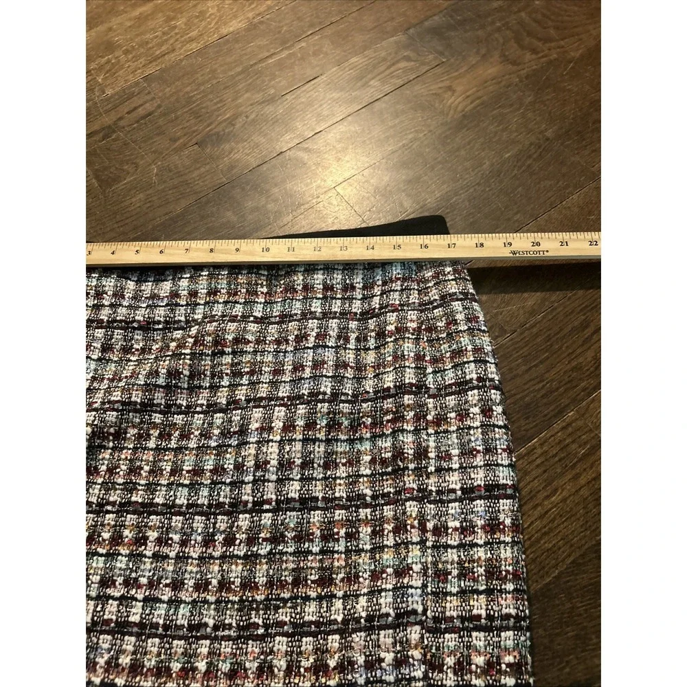 Talbots Tweed Pencil Skirt Womens 14P Blue Red Business‎ Straight Knee Length